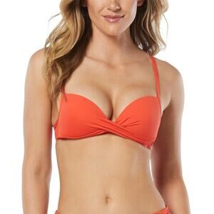 Vince Camuto Womens Draped Bikini Top, S, Orange 14551